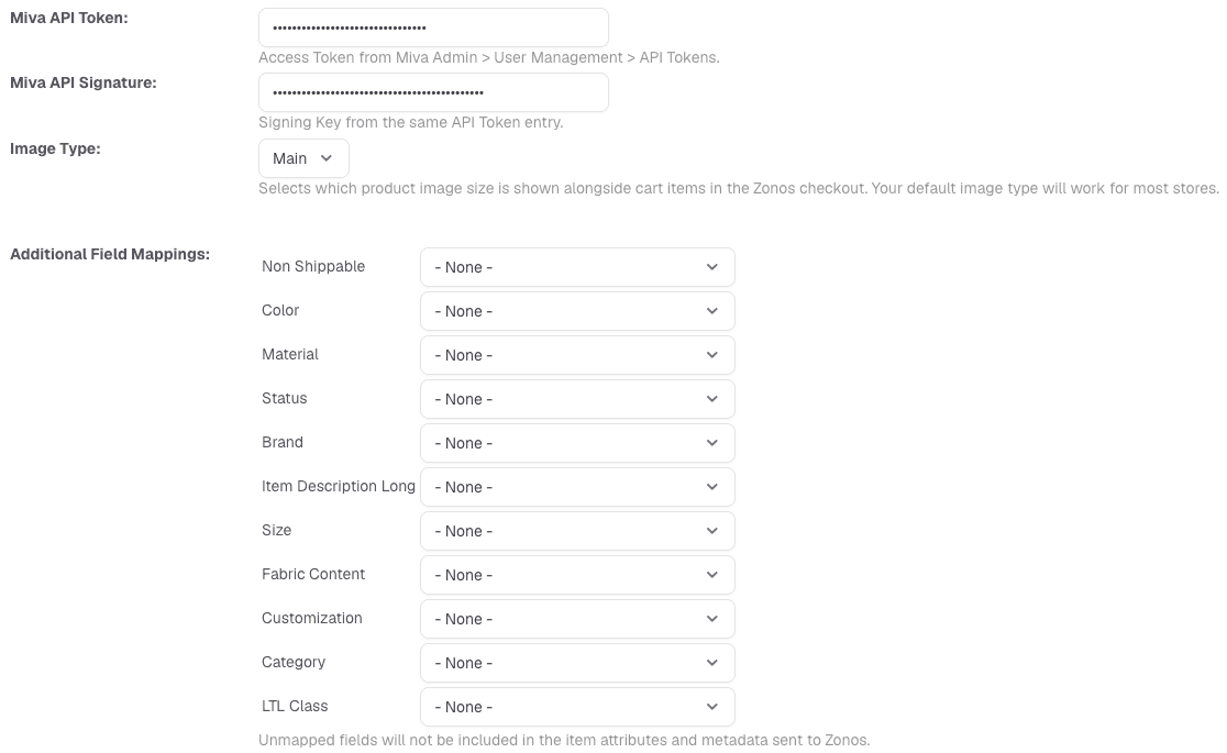 API token detail fields in the Zonos module